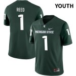 Youth Michigan State Spartans NCAA #1 Jayden Reed Green NIL 2022 Authentic Nike Stitched College Football Jersey AR32M64HU